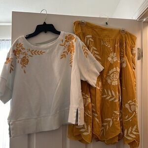 Anthropologie Sweatshirt and skirt set sz 1x